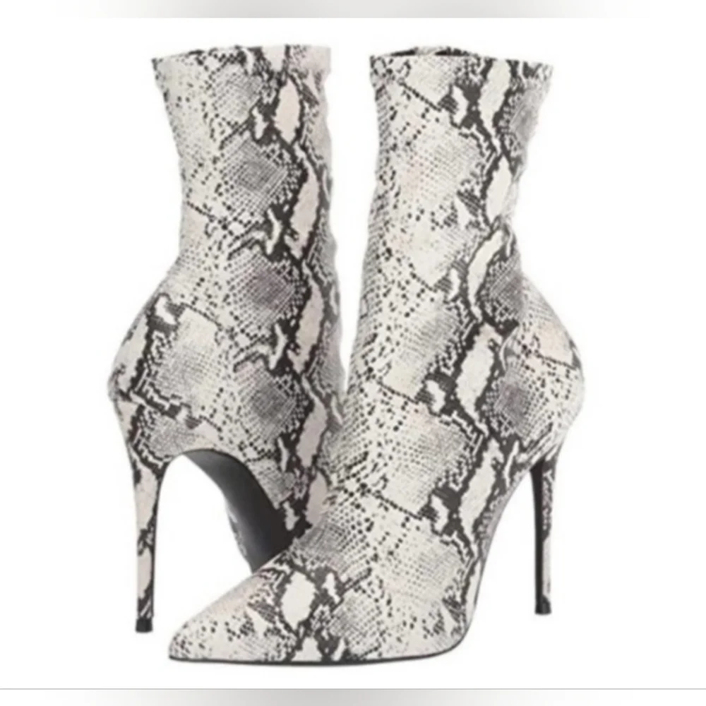 BRAND NEW Steve Madden Daffy Snakeskin Ankle Boots Stiletto Heel Pointed Toe 6.5 - Picture 2 of 16